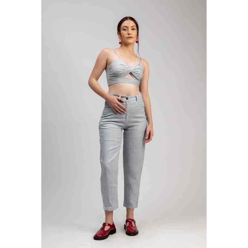 Doodlage Ice Blue Twisted Bralette and Pant Maria (Set of 2)