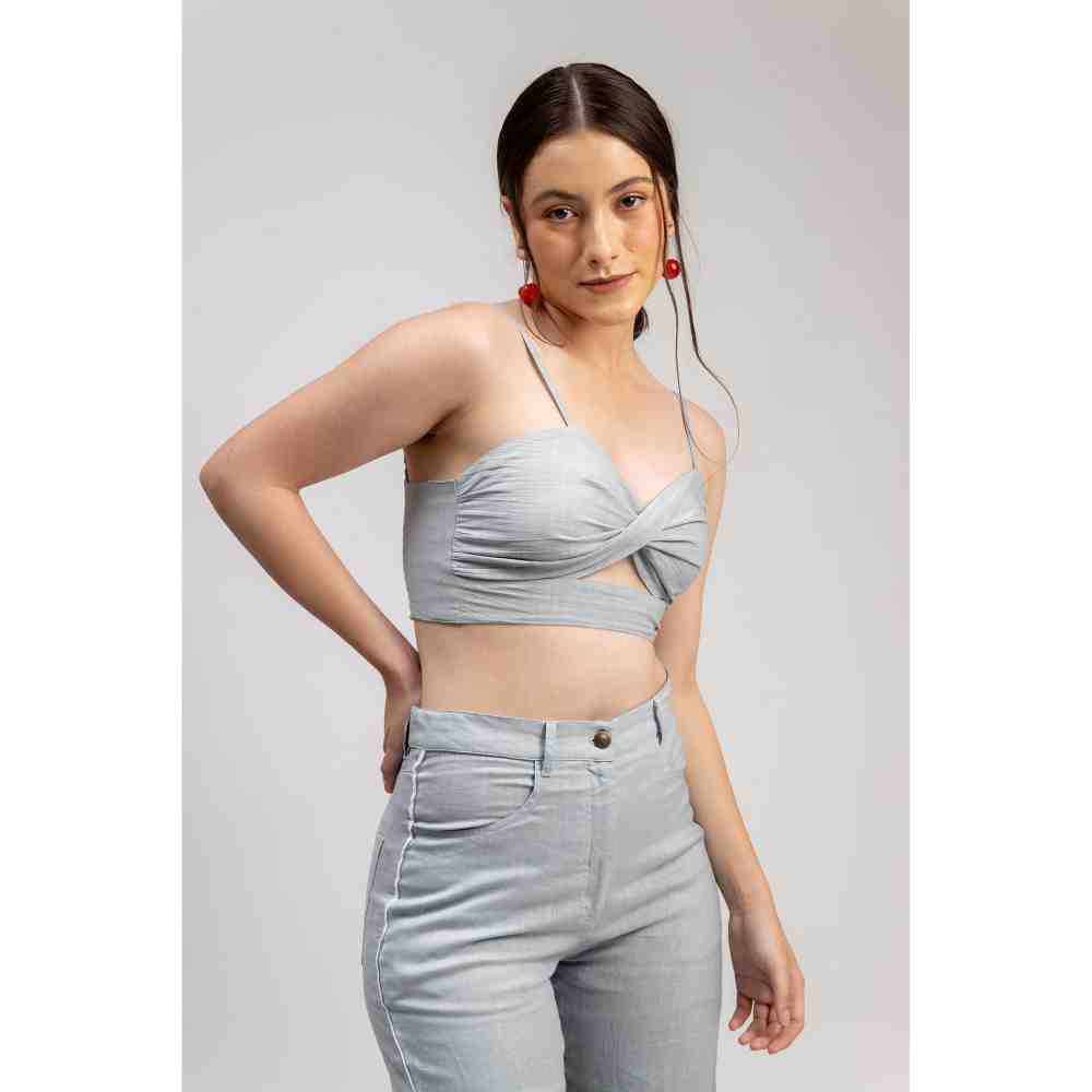 Doodlage Ice Blue Twisted Bralette and Pant Maria (Set of 2)