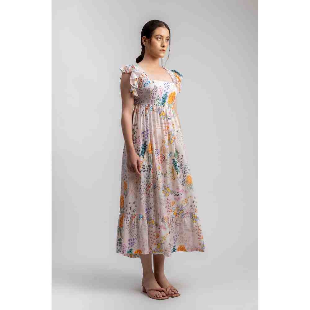 Doodlage Multicolor Printed Lily Bow Dress