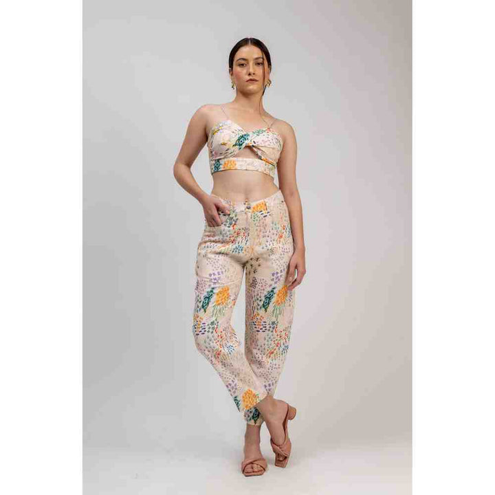 Doodlage Multicolor Printed Twisted Bralette and Pant Maria (Set of 2)