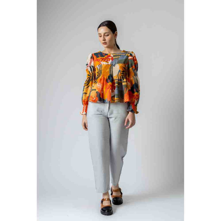 Doodlage Multicolor Puff Sleeve Cara Top