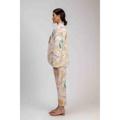 Doodlage Unisex Linen Printed Liza Blazer