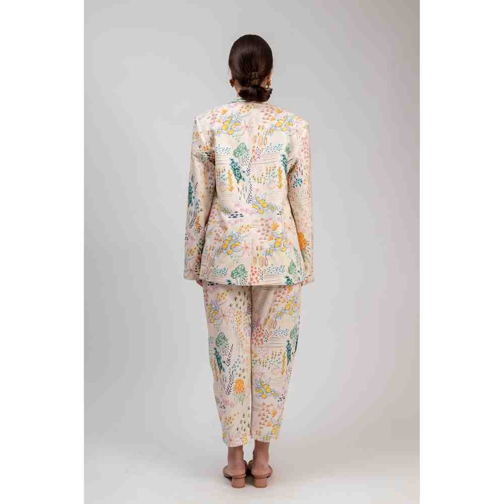 Doodlage Unisex Linen Printed Liza Blazer