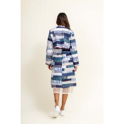 Doodlage Sky Patchwork Printed Trench Coat With Belt (Set of 2)