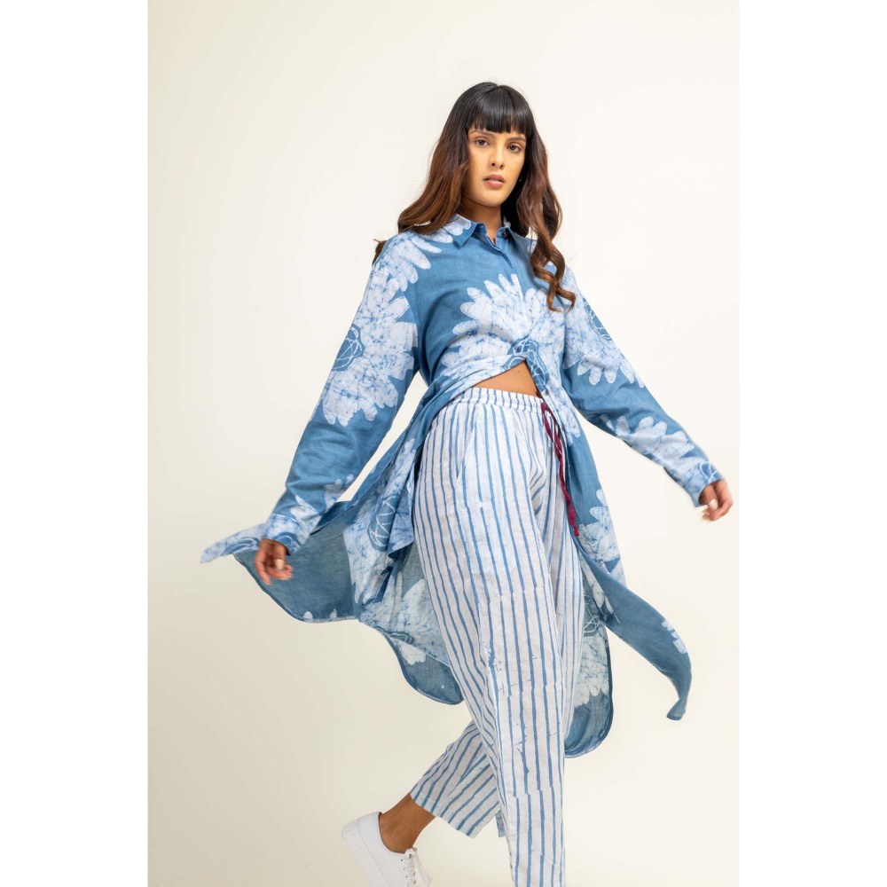 Doodlage Sehela Blue Tunic With Pant And Belt (Set of 3)