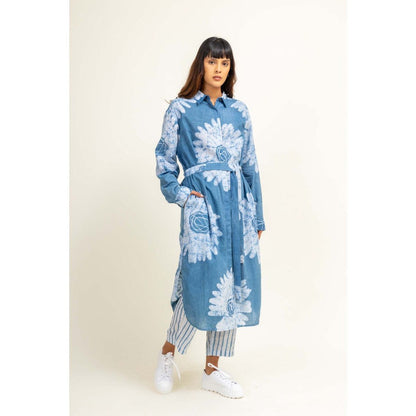 Doodlage Sehela Blue Tunic With Pant And Belt (Set of 3)