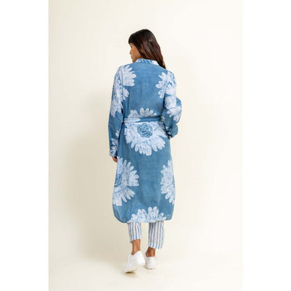 Doodlage Sehela Blue Tunic With Pant And Belt (Set of 3)