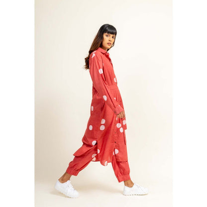 Doodlage Sehela Batik Coral Tunic With Pant And Belt (Set of 3)