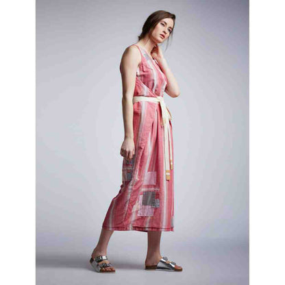 Doodlage Wrap Dress With Patchwork