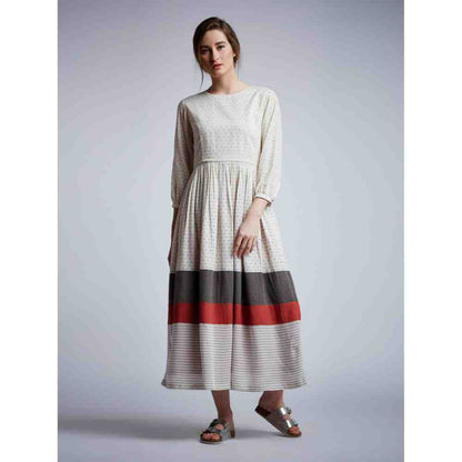 Doodlage Panelled Gathered Dress With Embroidery