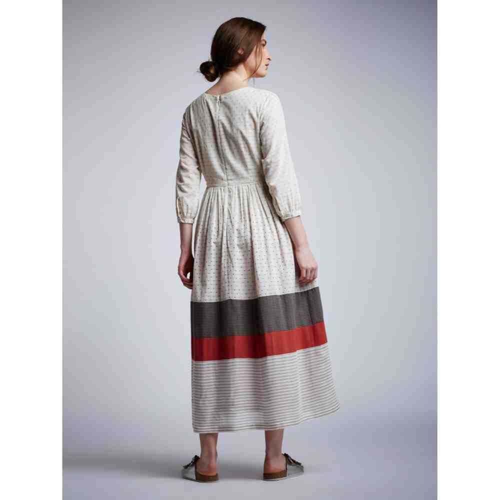 Doodlage Panelled Gathered Dress With Embroidery