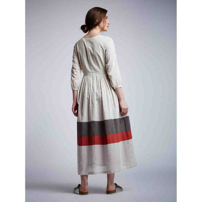 Doodlage Panelled Gathered Dress With Embroidery