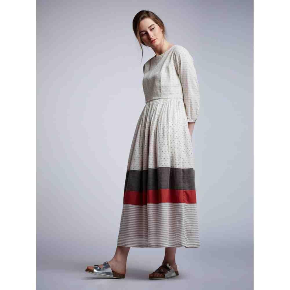 Doodlage Panelled Gathered Dress With Embroidery
