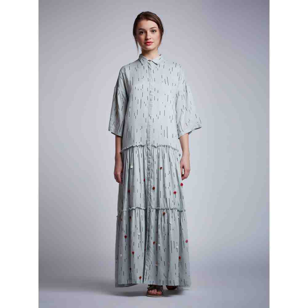 Doodlage 3 Layer Dress With Floral Embroidery