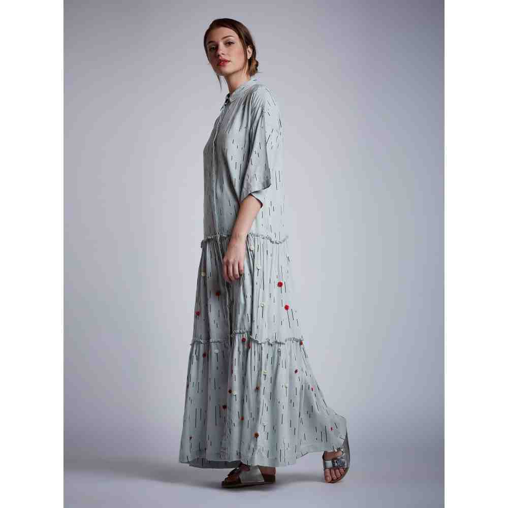 Doodlage 3 Layer Dress With Floral Embroidery