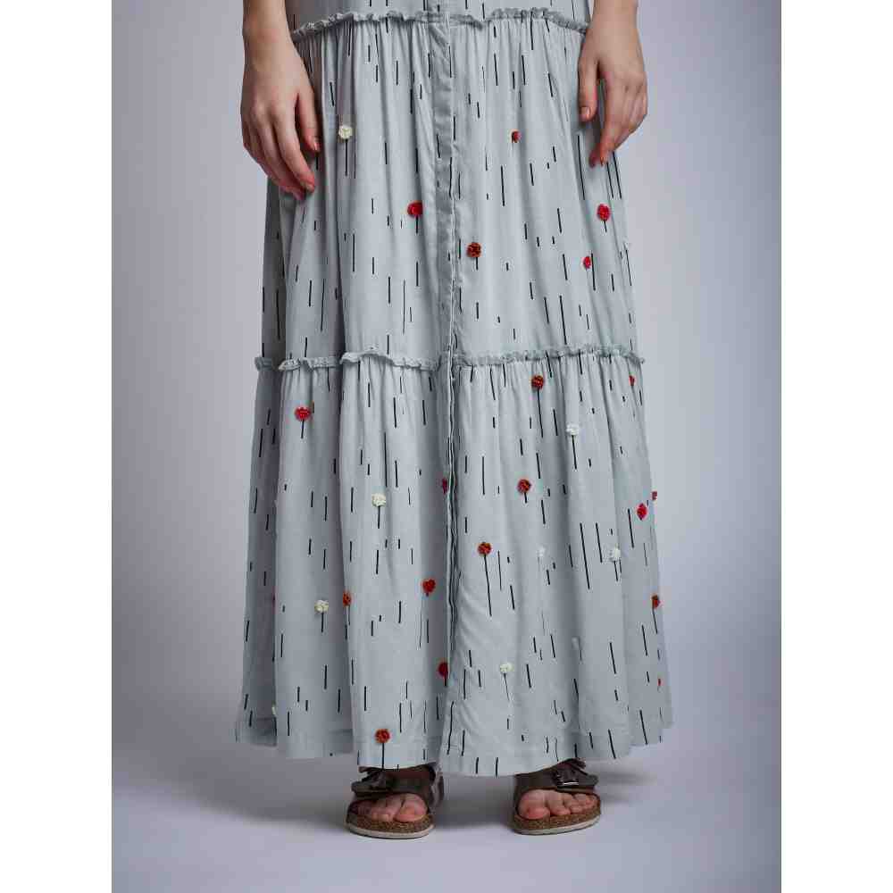 Doodlage 3 Layer Dress With Floral Embroidery