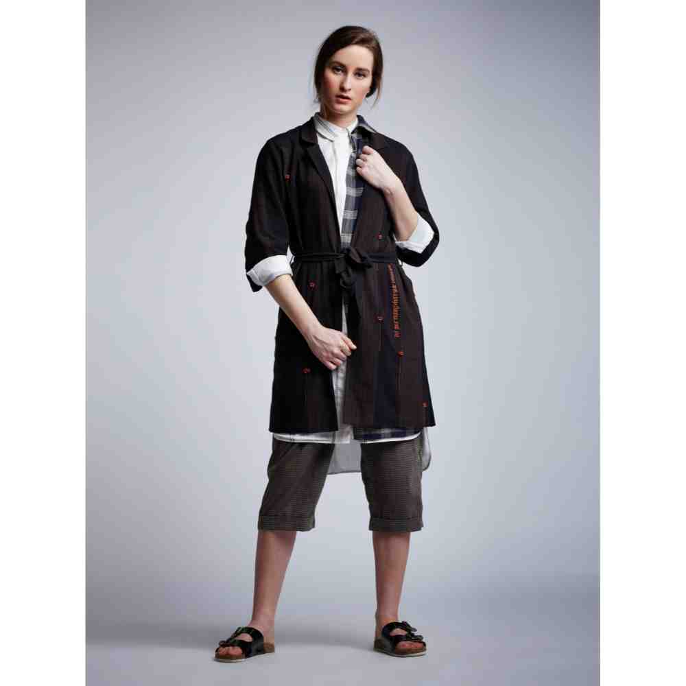 Doodlage Striped Blazer With Embroidery