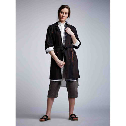 Doodlage Striped Blazer With Embroidery