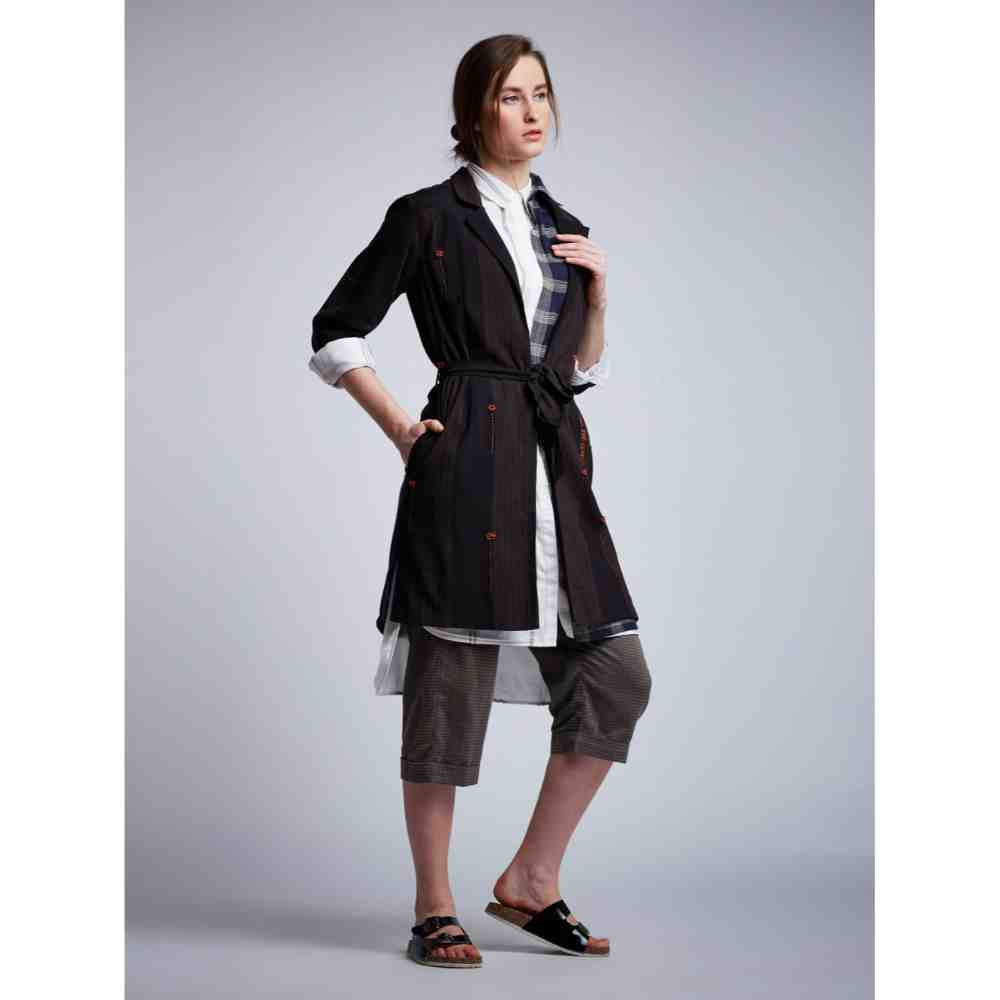 Doodlage Striped Blazer With Embroidery