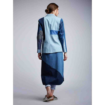 Doodlage Paneled Embroidery Denim Blazer