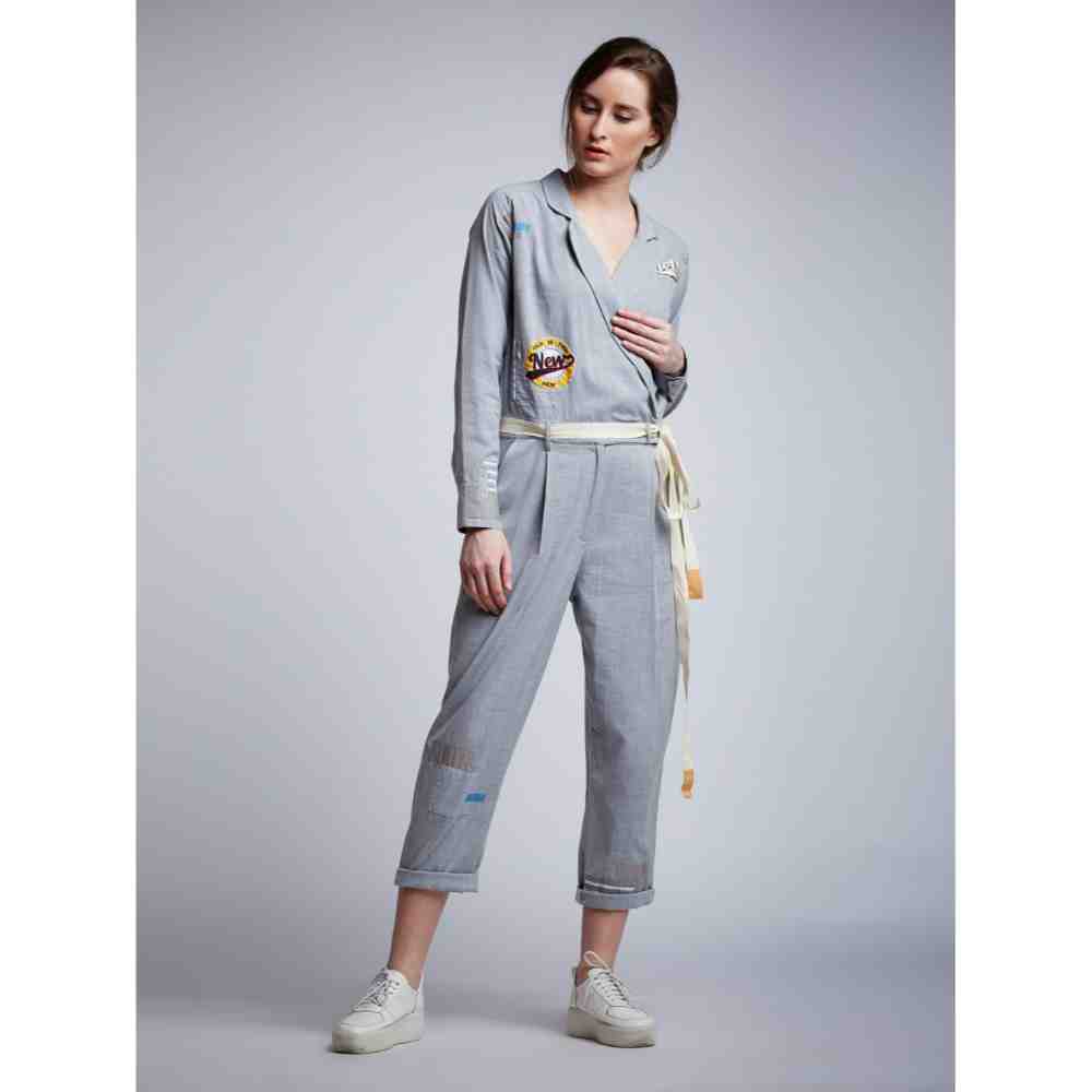 Doodlage Slogan Jumpsuit With Patchwork