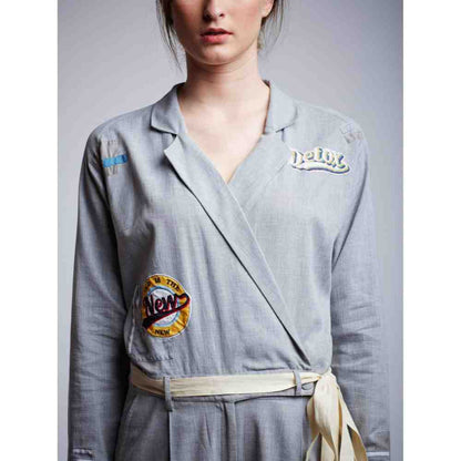 Doodlage Slogan Jumpsuit With Patchwork