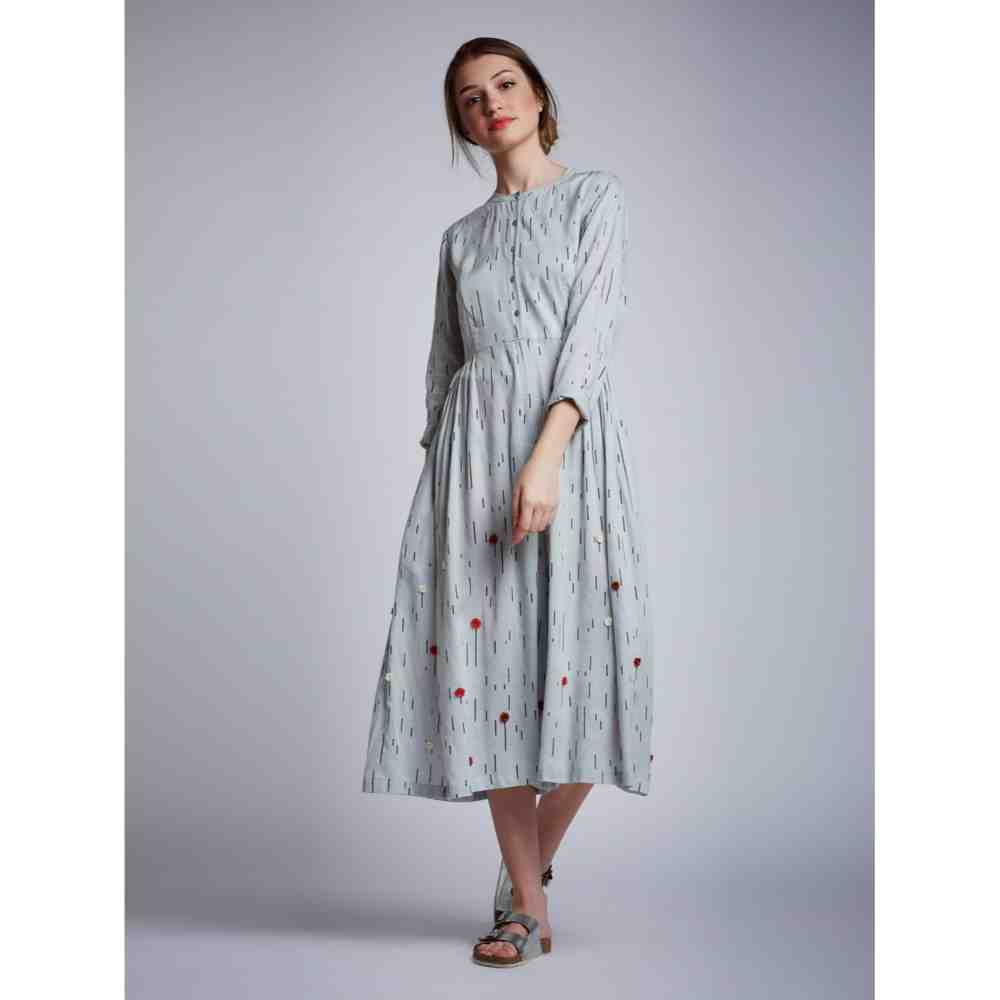 Doodlage Side Gathered Dresses With Embroidery