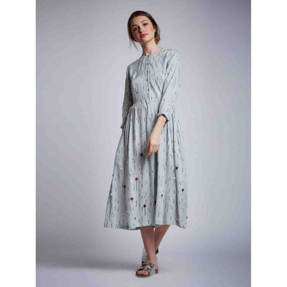 Doodlage Side Gathered Dresses With Embroidery