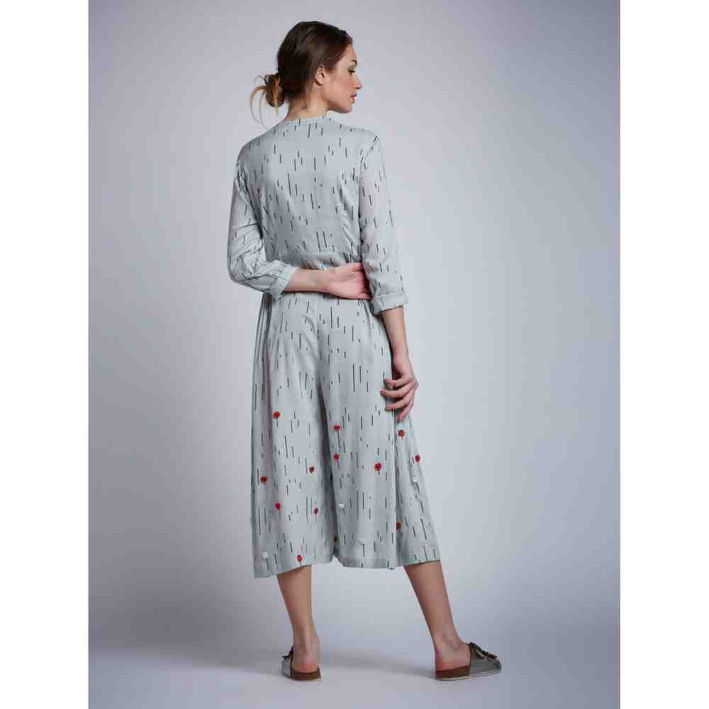 Doodlage Side Gathered Dresses With Embroidery