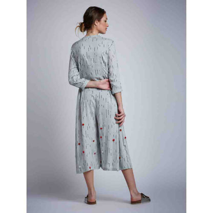 Doodlage Side Gathered Dresses With Embroidery