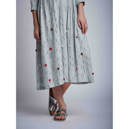 Doodlage Side Gathered Dresses With Embroidery