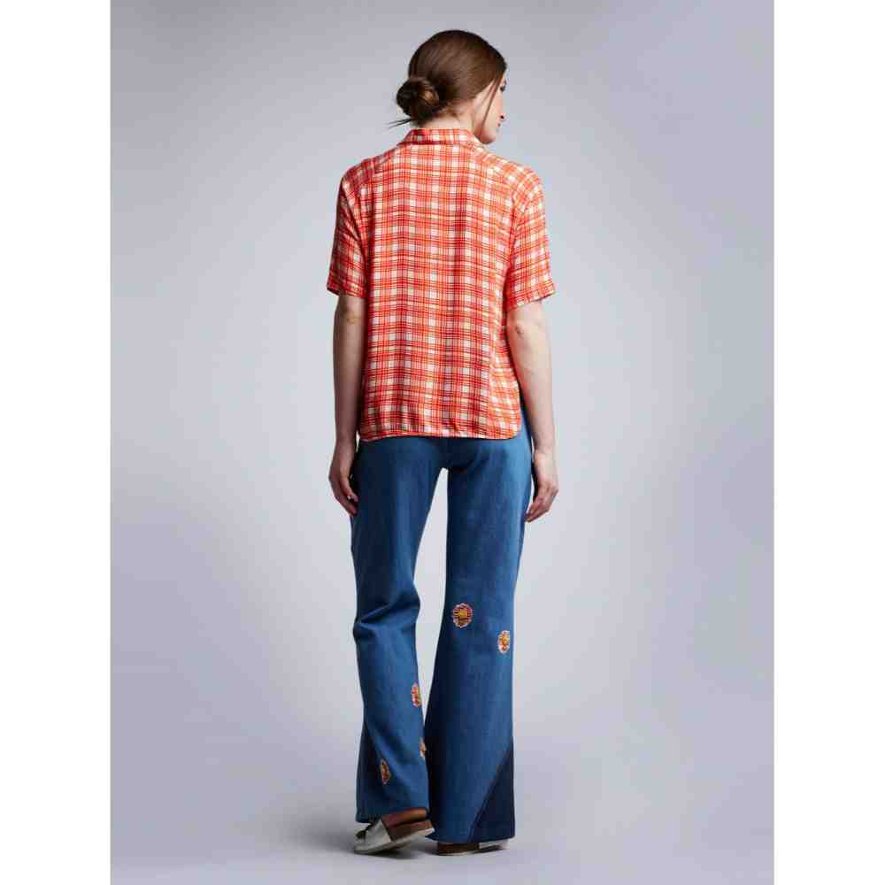 Doodlage Blue Apllique Flared Pants