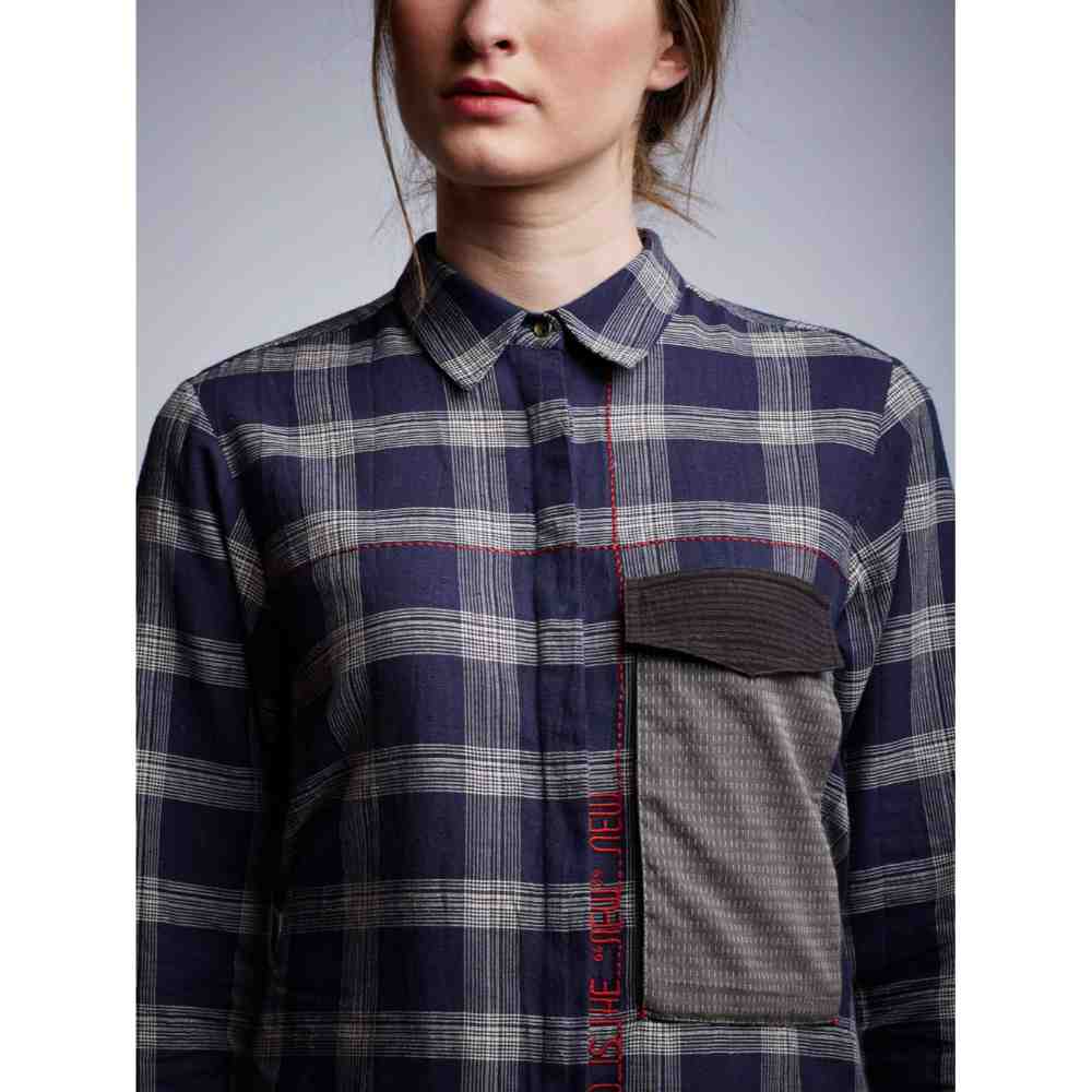 Doodlage Side Slit Shirt With Embroidery