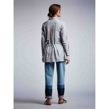 Doodlage Side Slit Shirt With Patchwork And Tag