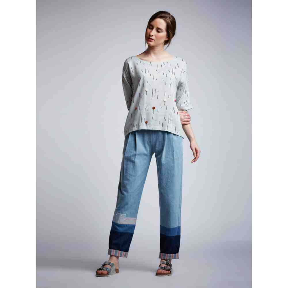 Doodlage Back Open Shirt With Floral Embroidery