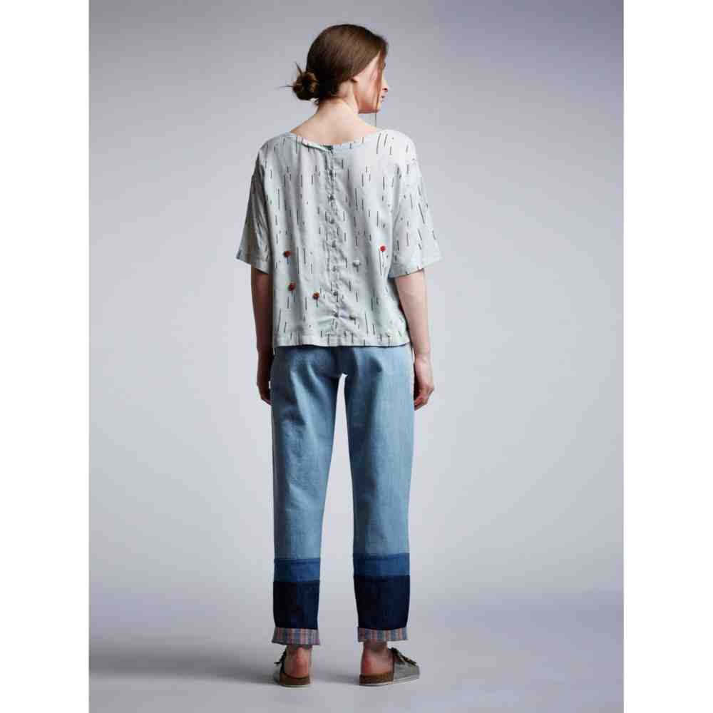 Doodlage Back Open Shirt With Floral Embroidery