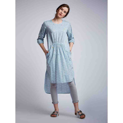 Doodlage Front Elastic Dress With Embroidery