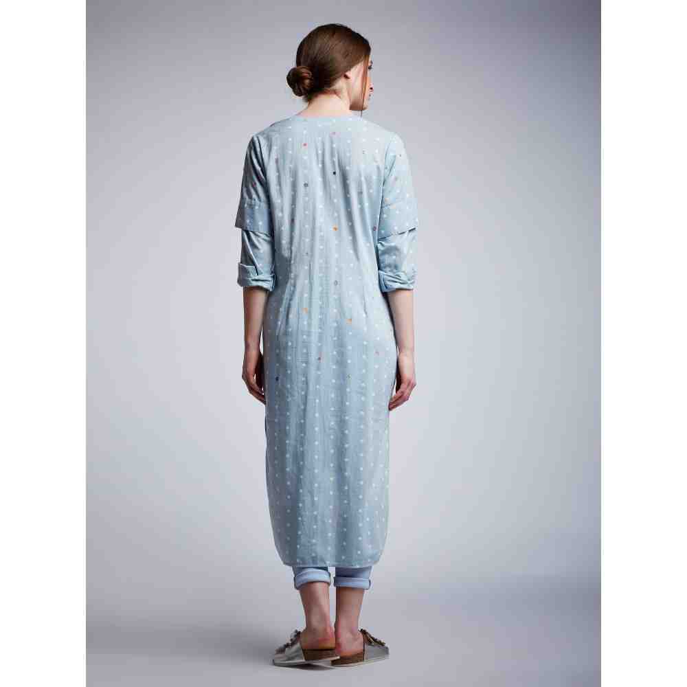 Doodlage Front Elastic Dress With Embroidery