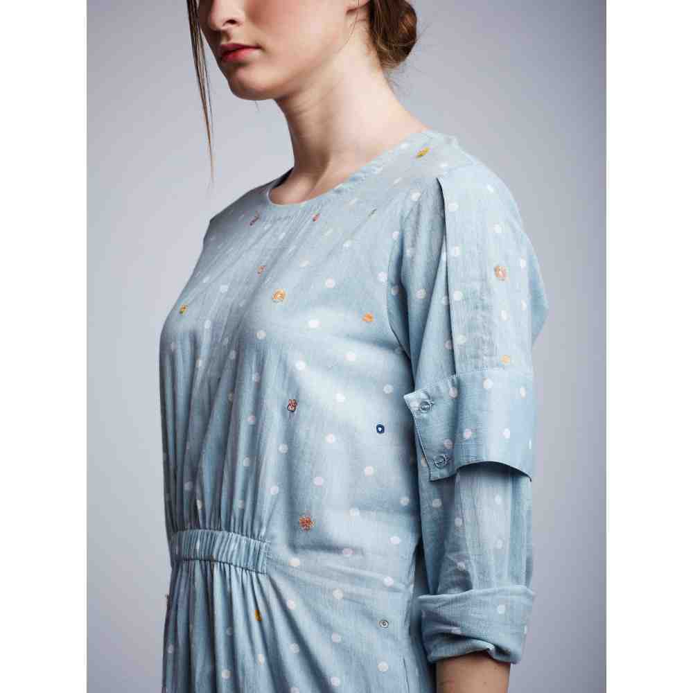 Doodlage Front Elastic Dress With Embroidery