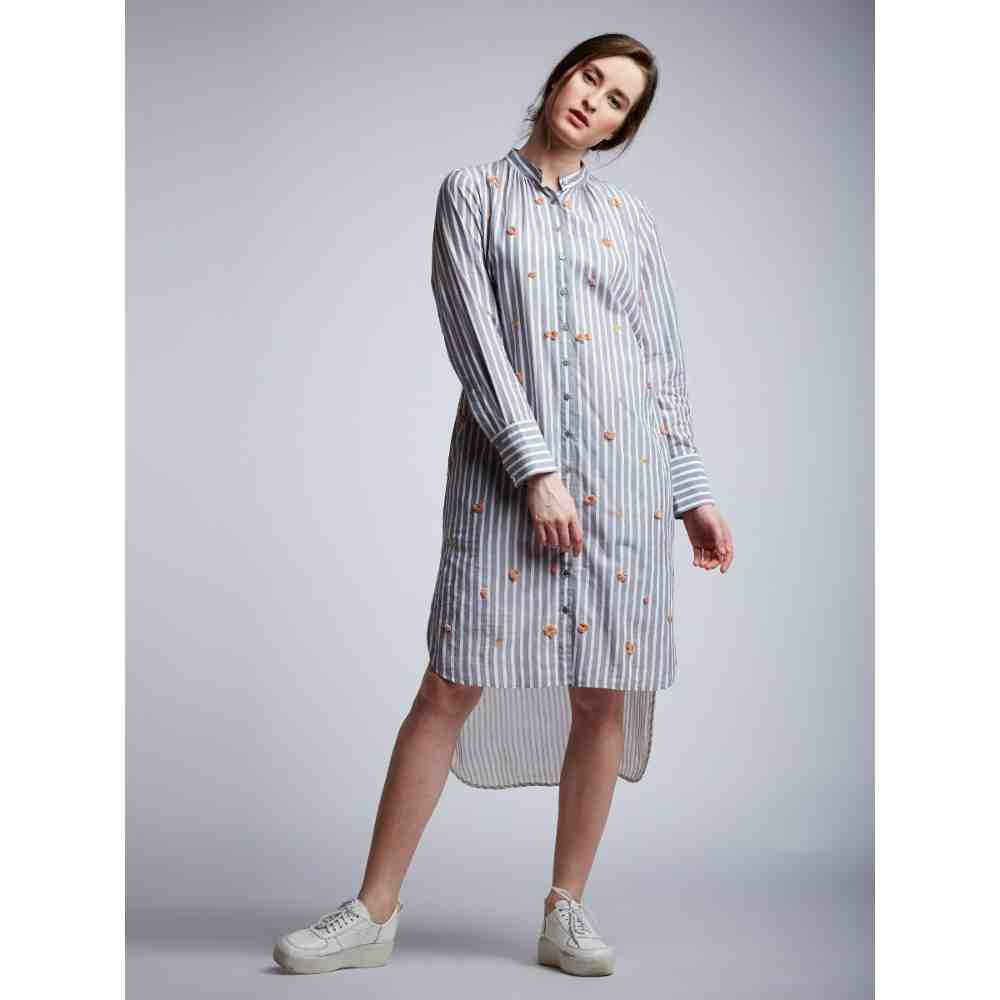 Doodlage Camo Embroidery Back Elastic Dress