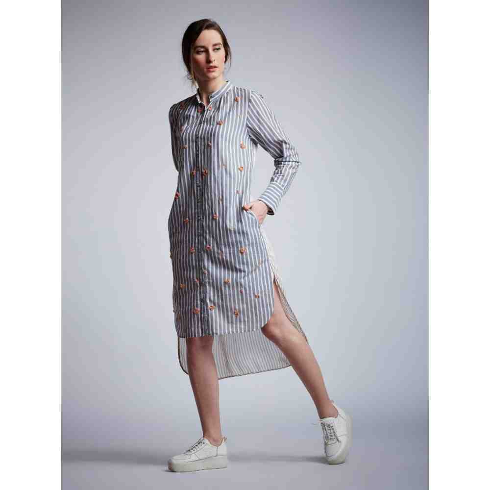 Doodlage Camo Embroidery Back Elastic Dress