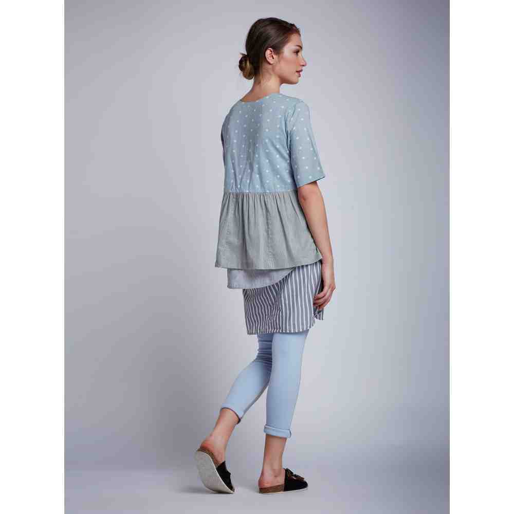 Doodlage Back Gathered Top With Front Patch