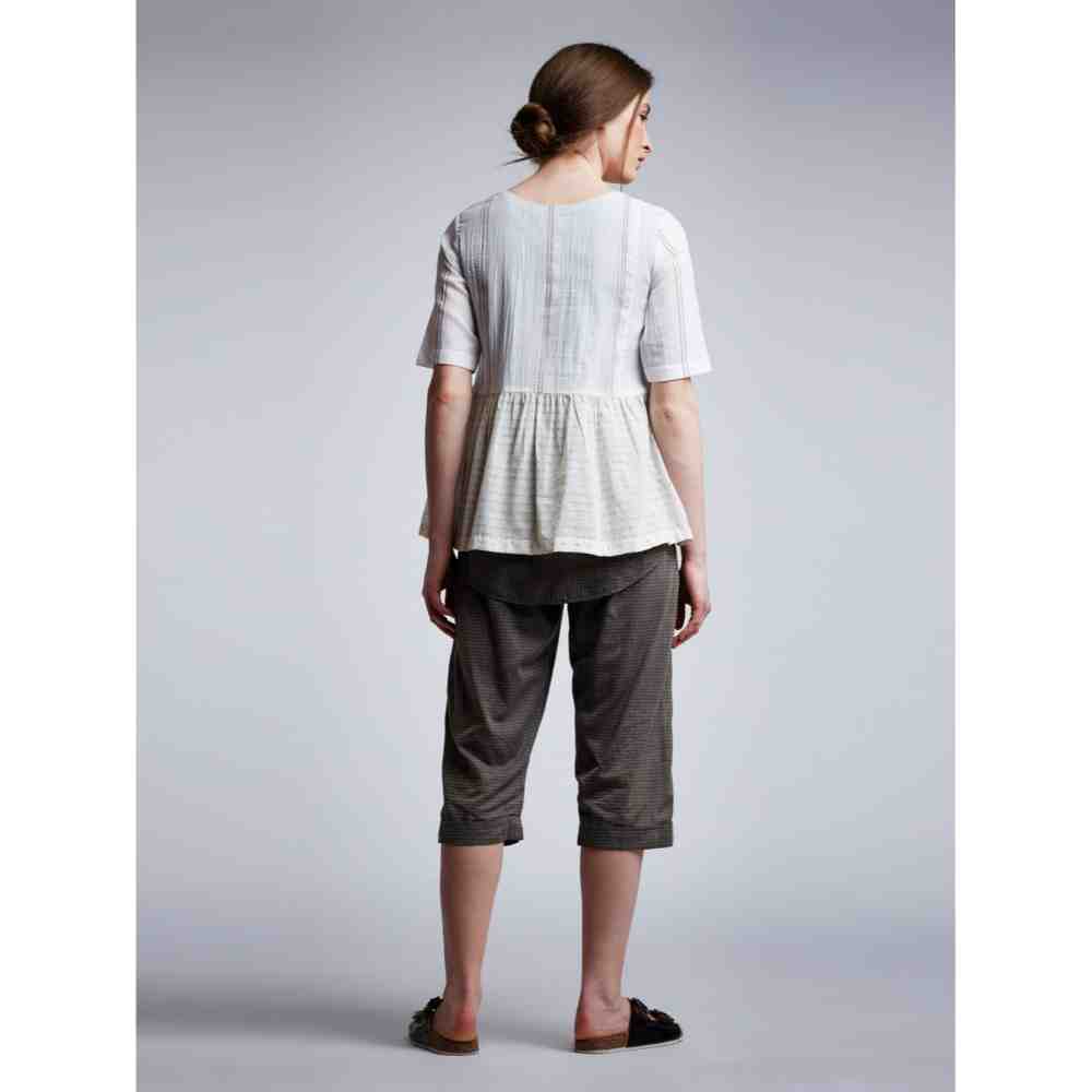 Doodlage Back Gathered Top With Embroidery