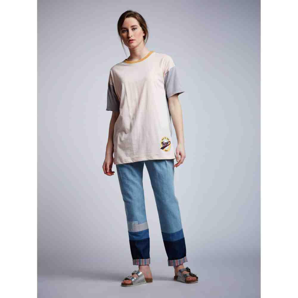 Doodlage Slogan Paneled T-Shirt