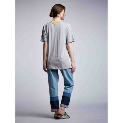 Doodlage Slogan Paneled T-Shirt