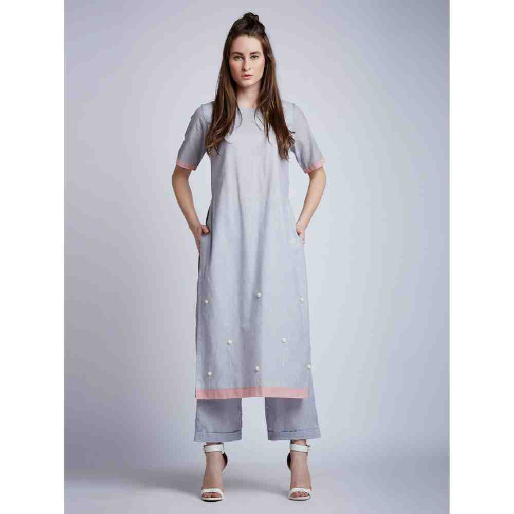 Doodlage Floral Embroideryroidered Tunic With Pants (Set of 2)