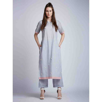 Doodlage Floral Embroideryroidered Tunic With Pants (Set of 2)