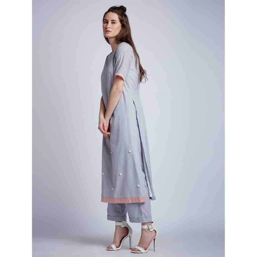 Doodlage Floral Embroideryroidered Tunic With Pants (Set of 2)