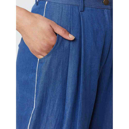 Doodlage Navy Blue Irom Denim Pant