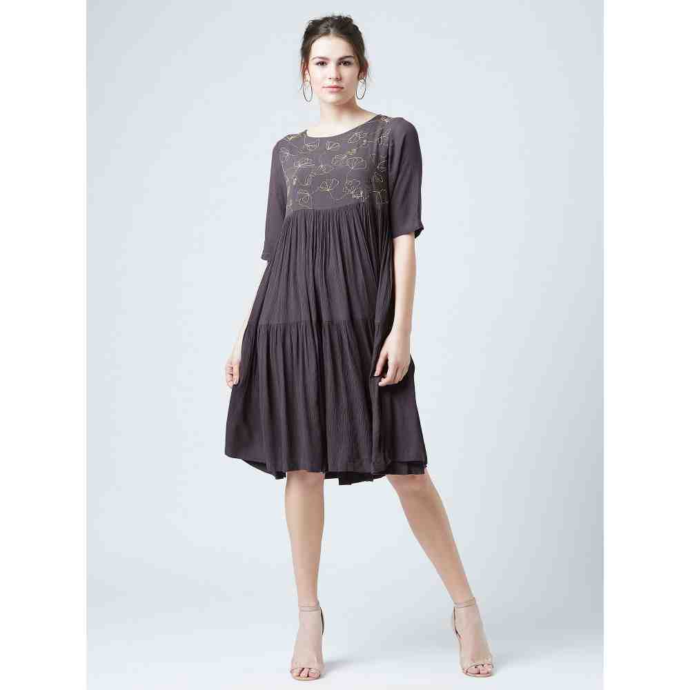 Doodlage Ceballos Grey Midi Dress